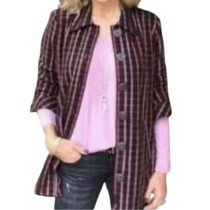 CAbi Frontier Jacket #4061 M Plaid Button Front Multi Color